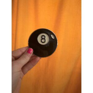 VTG Black + White Enamel Eight Ball Pool Billiards Belt Buckle